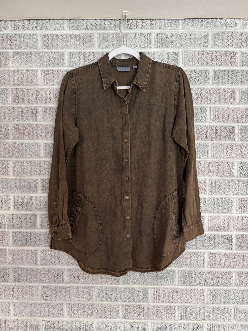 Brown Casual Button-Up Women’s Shirt